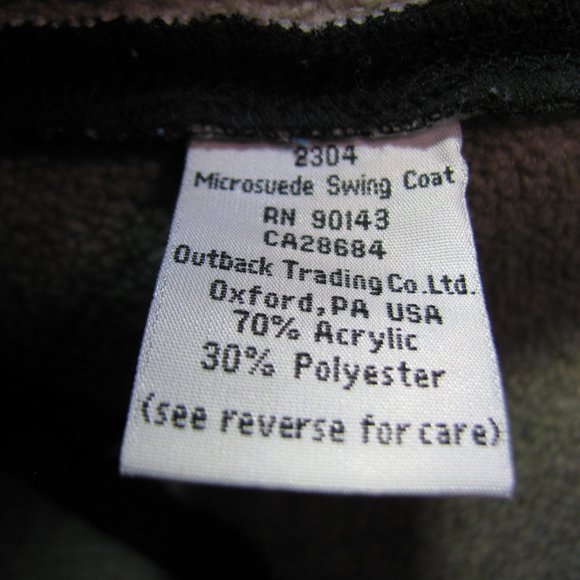OUTBACK TRADING CO MICROSUEDE SWING COAT X Sm Choc - Picture 6 of 8
